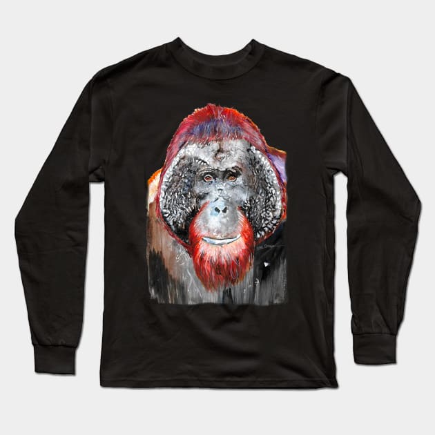 Orangutan Portrait Long Sleeve T-Shirt by lucafon18